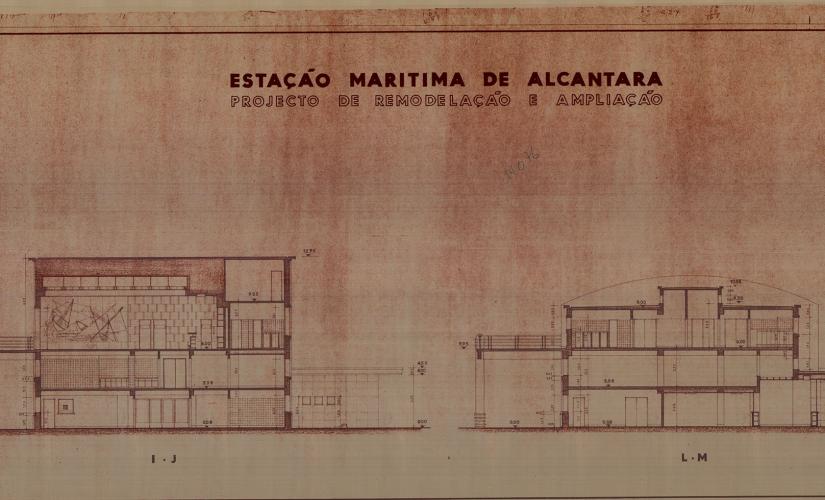 Projeto Porfírio Pardal Monteiro. Estação Marítima de Alcântara. Prolongamento da Galeria. Arquivo do Porto de Lisboa.